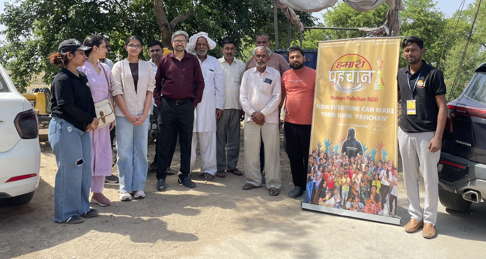 Students on a field placement in a rural Indian community